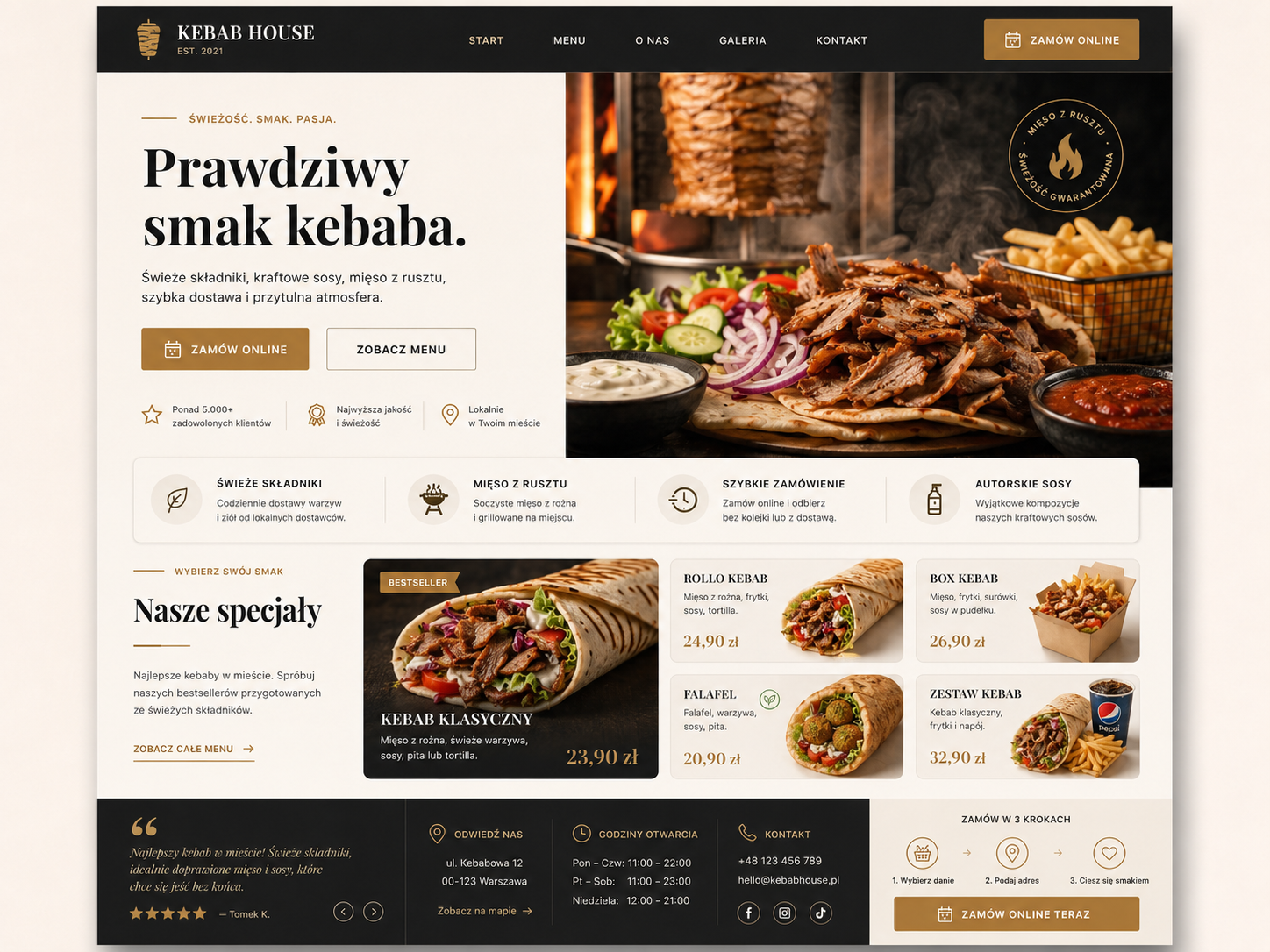 Projekt strony internetowej restauracji Kebab House