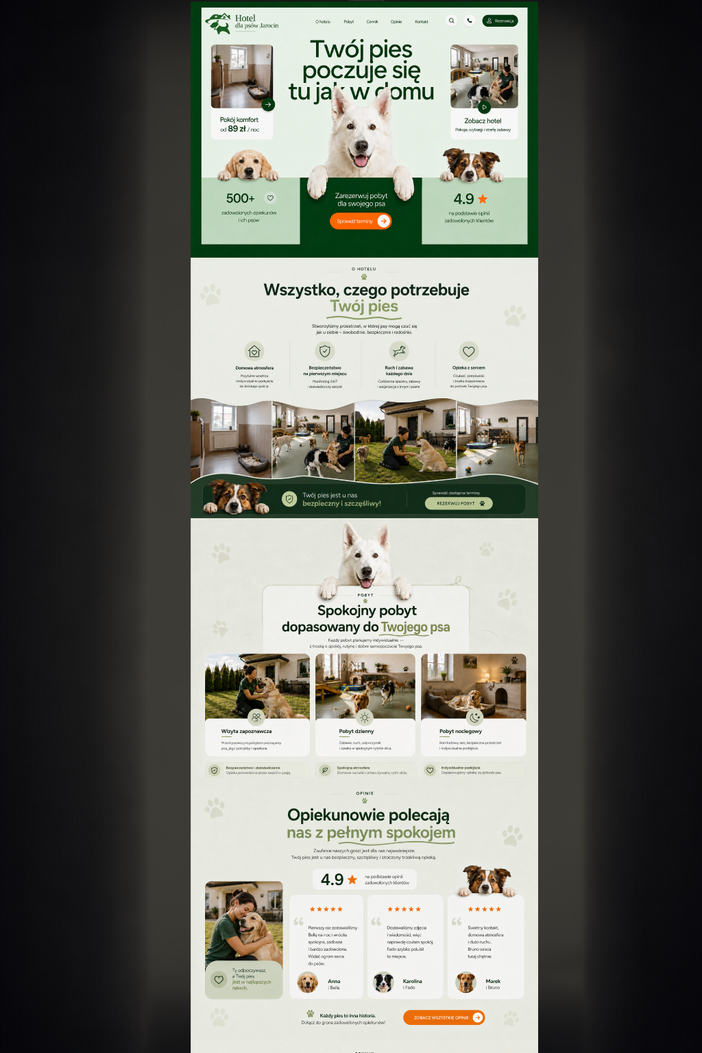 Projekt strony Hotel dla psów